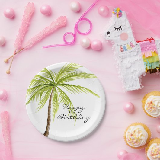 Aloha tropischer Palme-Strand-alles Gute zum Pappteller (Party)