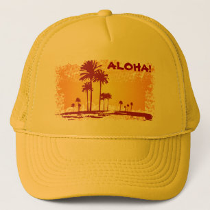ALOHA Tropischer Strand mit Palmen Truckerkappe