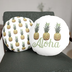 Aloha tropisches Ananas Muster Rundpilz Rundes Kissen