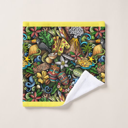 ALOHA Tropisches Badetuch Set (Waschlappen)