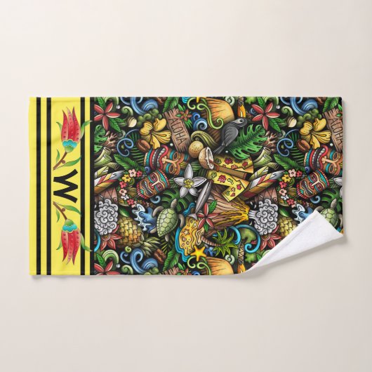 ALOHA Tropisches Badetuch Set (Handtuch)