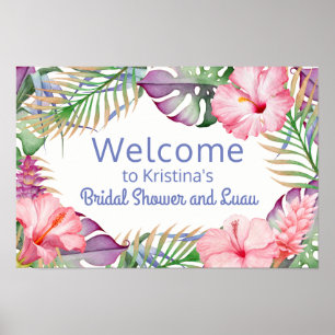 Aloha-Tropisches-Blumen-Luau-Willkommensschild Poster