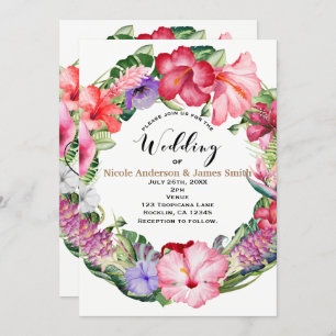 Aloha tropisches BlumenWreath Luau Hochzeits-Party Einladung