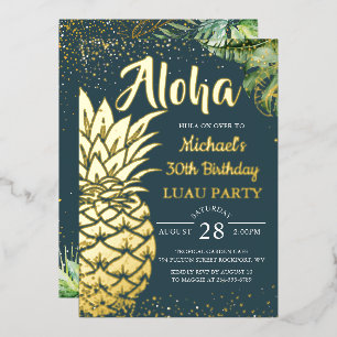 Aloha Tropisches Gold Ananas Folieneinladung