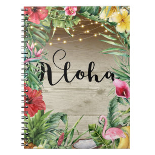 Aloha Tropisches Holz Florale Blätter & Lichter So Notizblock