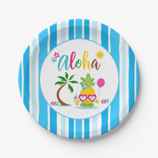 Aloha tropisches Luau Party Pappteller (Vorderseite)