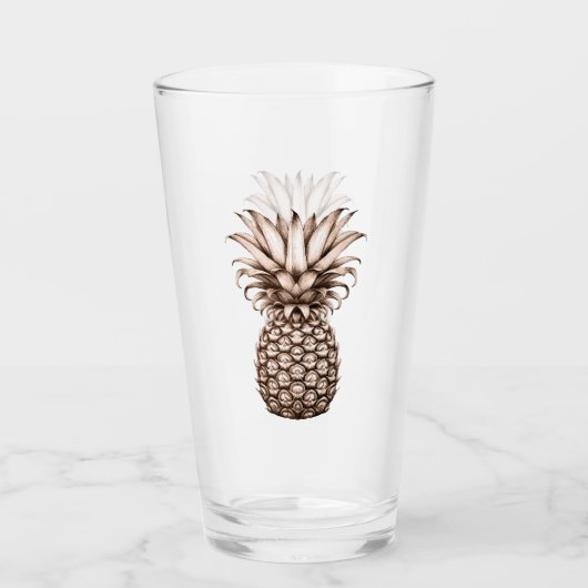 Aloha Tropisches Party mit Ananas Glas (Vorderseite)
