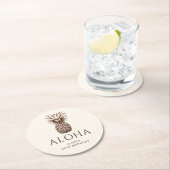 Aloha Tropisches Party mit Ananas Runder Pappuntersetzer (Vor Ort)