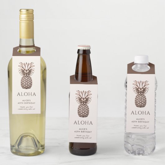 Aloha tropisches Party mit Vintagen Ananas Flaschenanhänger (Beispiel)