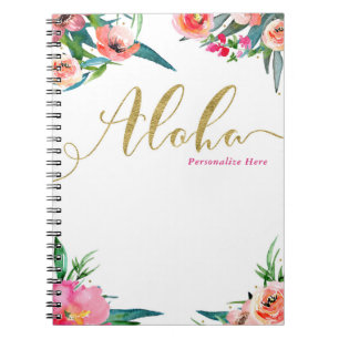 Aloha Tropisches Sommer Blumen Modern Wasserfarbe Notizblock