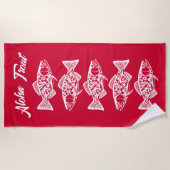 Aloha Trout-Blue Hawaiian Cherry Red Strandtuch (Vorderseite)