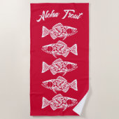 Aloha Trout-Blue Hawaiian Cherry Red Strandtuch (Vorderseite)