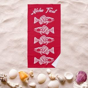 Aloha Trout-Blue Hawaiian Cherry Red Strandtuch