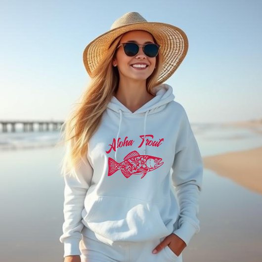 Aloha Trout-Hawaiian-Fisherman Core-Cherry Red Hoodie
