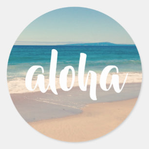 Aloha Türkis Aqua Strand Foto Runder Aufkleber