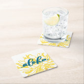 Aloha Türkis-Säulenkaktus-Blumen-Untersetzer Rechteckiger Pappuntersetzer (Vor Ort)