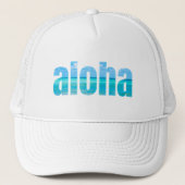 Aloha Türkise Beach Tropical White Truckerkappe (Vorderseite)