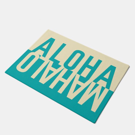 Aloha u. Mahalo (Seafoam) Fußmatte (Schrägansicht)