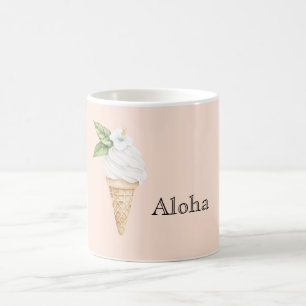 Aloha-Vanilleeiscreme-Kegel-Hibiskusblüte Kaffeetasse