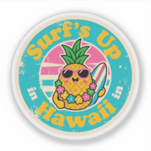Aloha Vibes_ Ananas Surfer Vintag Hawaiianische Ku Aufkleber