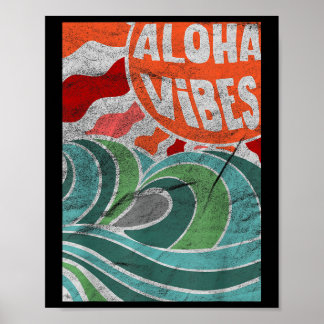 Aloha Vibes Hawaii Sunset Waves Poster