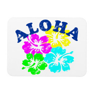 Aloha Vintag Magnet   Bunte hawaiianische Blume
