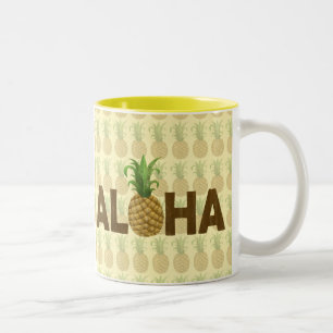 Aloha Vintage Ananas Hawaiian Hawaii Zweifarbige Tasse