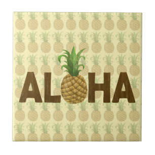Aloha Vintagen Ananas Hawaii Fliese