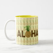 Aloha Vintager Ananas-Hawaiianer Hawaii Zweifarbige Tasse (Links)