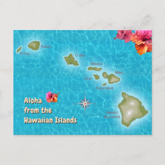 Aloha von den Hawaiianischen Inseln Postkarte (Vorderseite)
