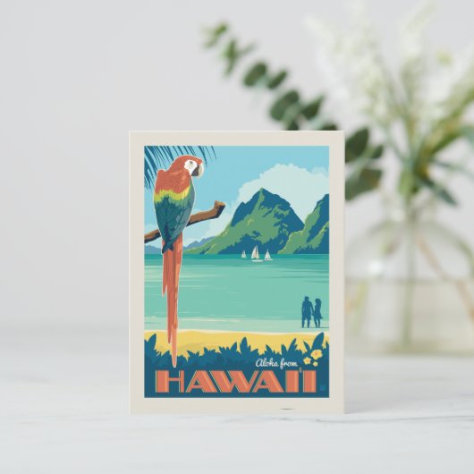 Aloha von Hawaii | Papagei Postkarte (Stehend Vorderseite)