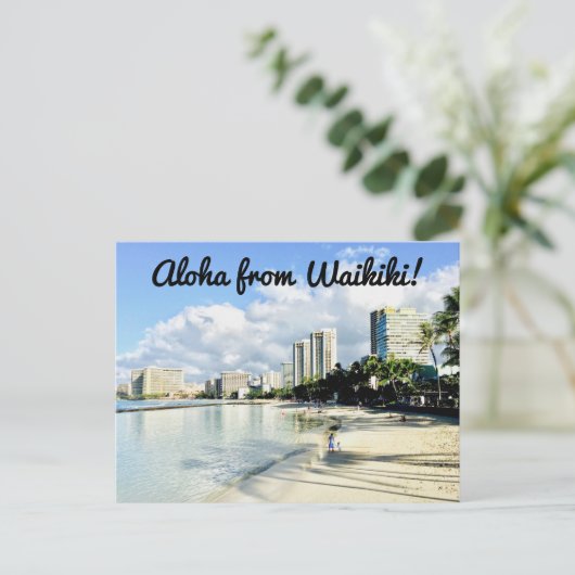 Aloha von Waikiki Postkarte (Stehend Vorderseite)
