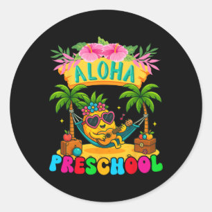 Aloha Vorschule Ananas Hawaii Rückkehr zur Schule Runder Aufkleber
