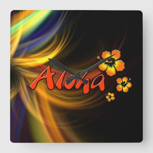 Aloha - Wall Clock Quadratische Wanduhr (Vorderseite)