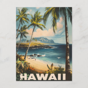 Aloha wartet auf einen Vintagen Hawaii Postkarte