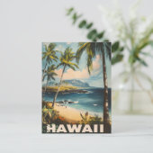 Aloha wartet auf einen Vintagen Hawaii Postkarte (Stehend Vorderseite)