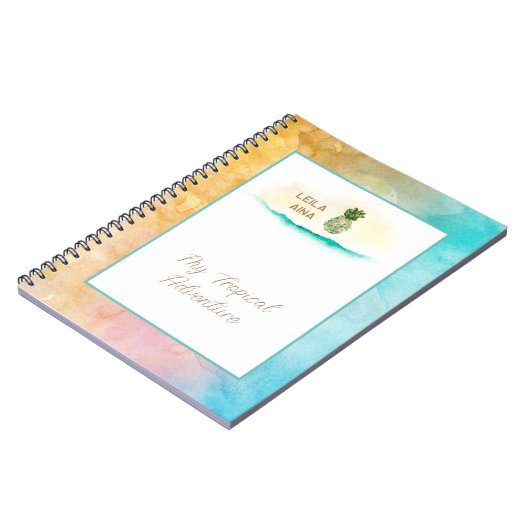Aloha Watercolor Ananas Island Notizblock (Linke Seite)
