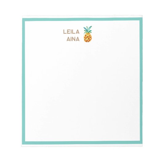 Aloha Watercolor Ananas Notizblock (Vorderseite)