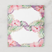 Aloha Watercolor Tropical Floral Luau Platzkarte (Außenseite Aufgefaltet)