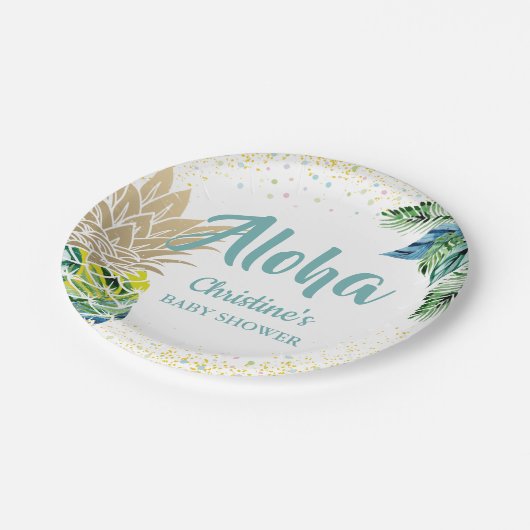 Aloha Watercolor Tropical Pineapier Teller (Schrägansicht)