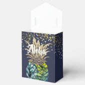 Aloha Watercolor Tropische Ananas Navy Blue Geschenkschachtel (Geöffnet)