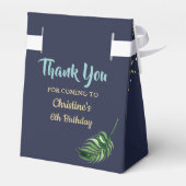 Aloha Watercolor Tropische Ananas Navy Blue Geschenkschachtel (Rückseite)