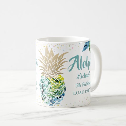 Aloha Watercolor Tropische Ananas Tasse (VorderseiteRechts)
