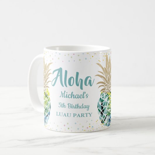 Aloha Watercolor Tropische Ananas Tasse (Vorderseite Links)