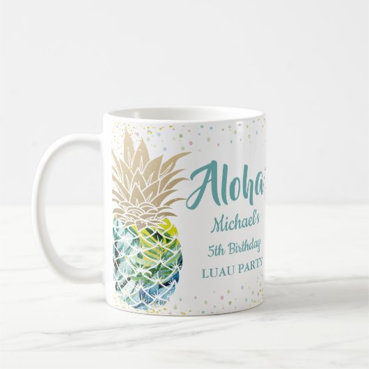 Aloha Watercolor Tropische Ananas Tasse (Links)