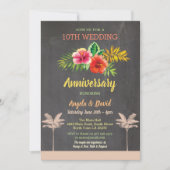 Aloha Wedding Jubiläum Tropical Chalk Einladung (Vorderseite)
