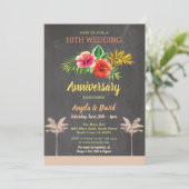 Aloha Wedding Jubiläum Tropical Chalk Einladung (Stehend Vorderseite)