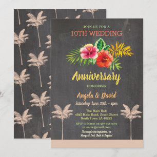 Aloha Wedding Jubiläum Tropical Chalk Einladung