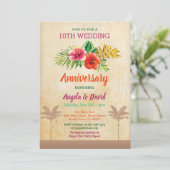 Aloha Wedding Jubiläum Tropical Vintag Invite Einladung (Stehend Vorderseite)