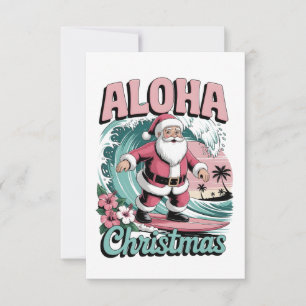 Aloha Weihnachten Hawaii Santa Surfen Tropisch Dankeskarte